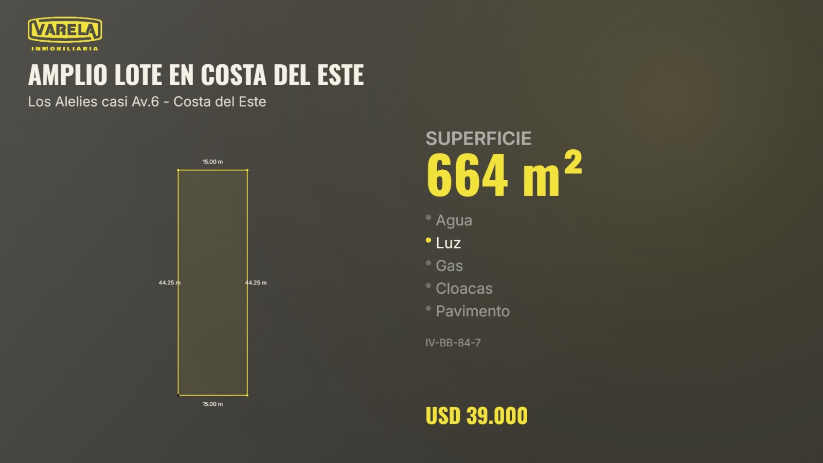 Venta Lote en Alelies casi Av.6 - Costa del Este Inmobiliaria Varela - Costa del Este - foto 1